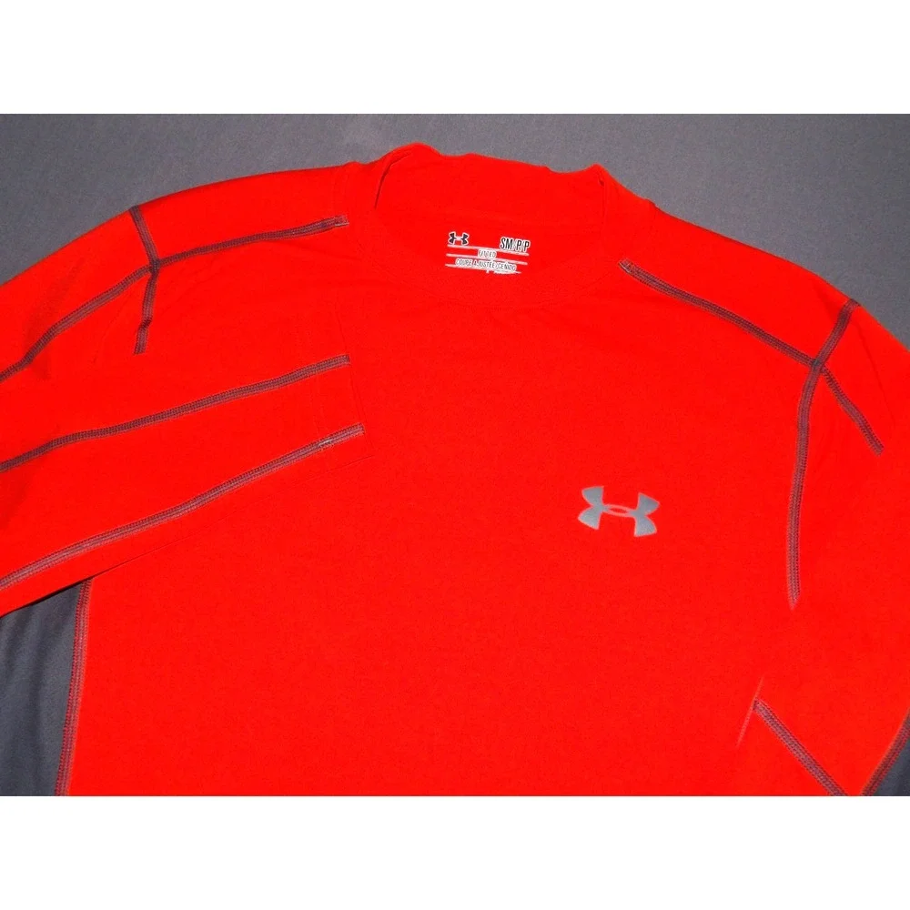 Under Armour Cold Gear Long Sleeved Orange Fitted Athletic Shirt Men's Small‎